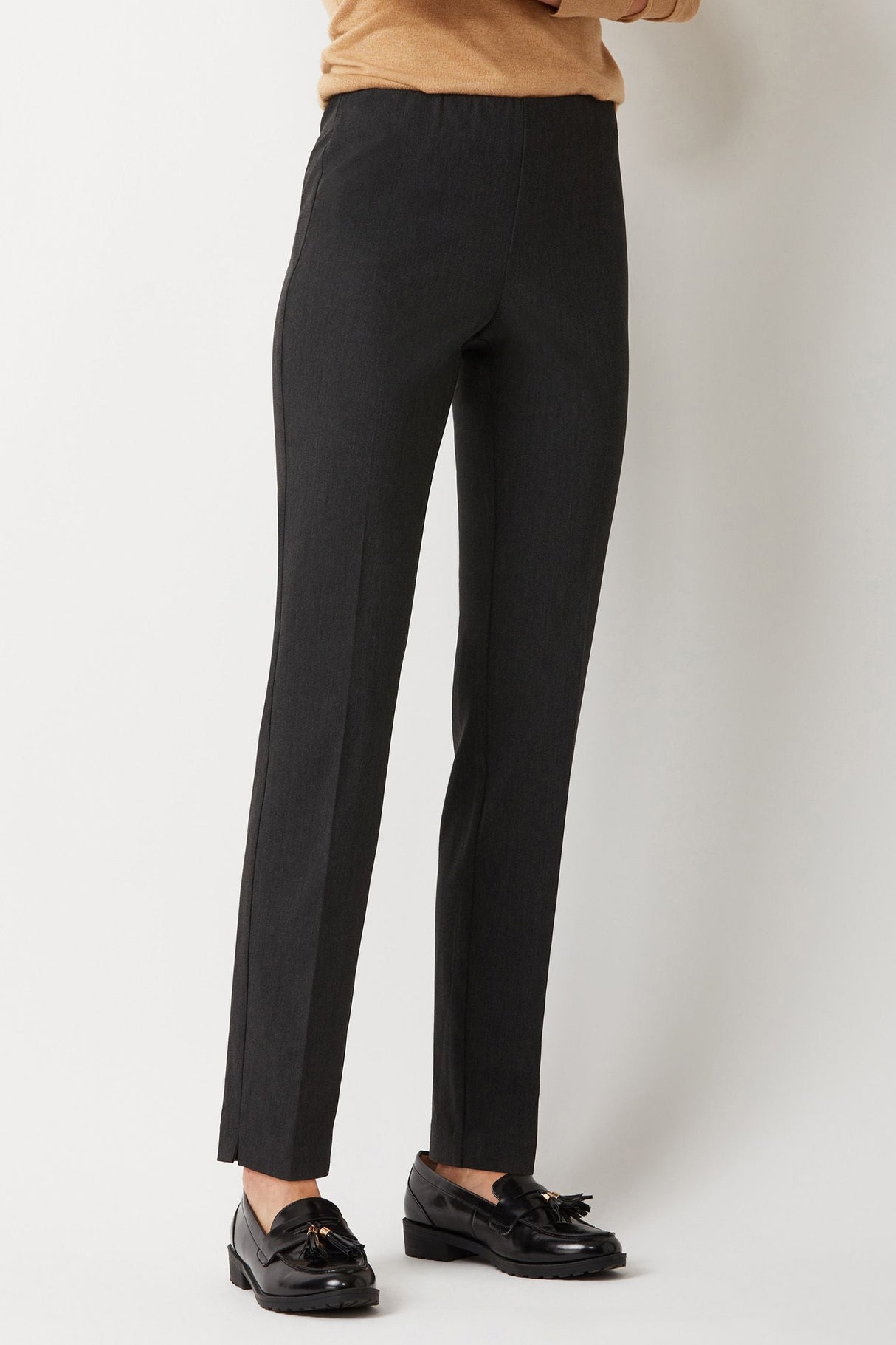 Ecru Designs Mid Waist Solid Stretch Crepe Pant by Curated Brands