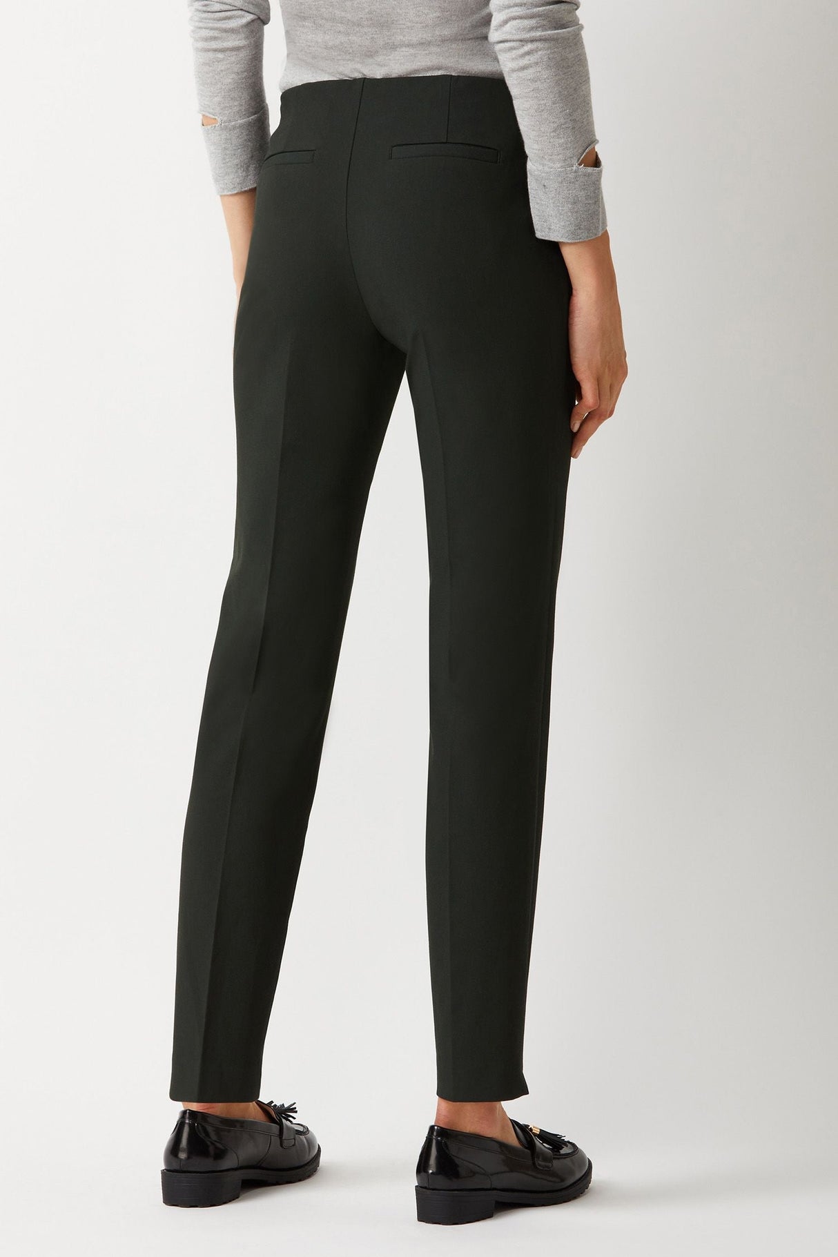 Ecru Designs Mid Waist Solid Stretch Crepe Pant by Curated Brands