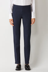 Ecru Designs Mid Waist Solid Stretch Crepe Pant by Curated Brands