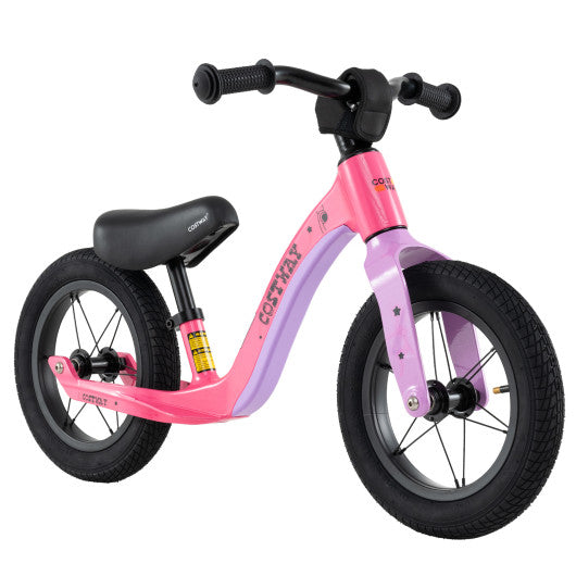 12-Inch Balance Bike with Adjustable Seat and Rotatable Handlebar for Over 36 Months Old-Pink