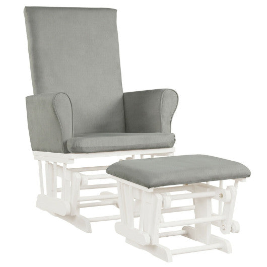 Baby Nursery Relax Rocker Rocking Chair Glider and Ottoman Cushion Set-Gray