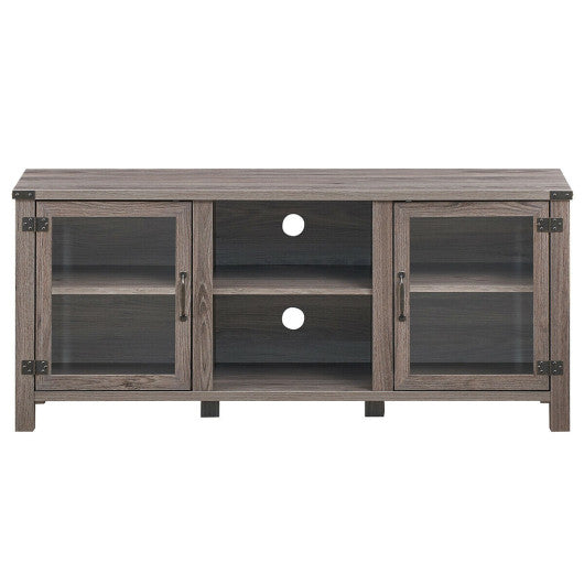 TV Stand Entertainment Center for TVs up to 65 Inch with Storage Cabinets-Gray