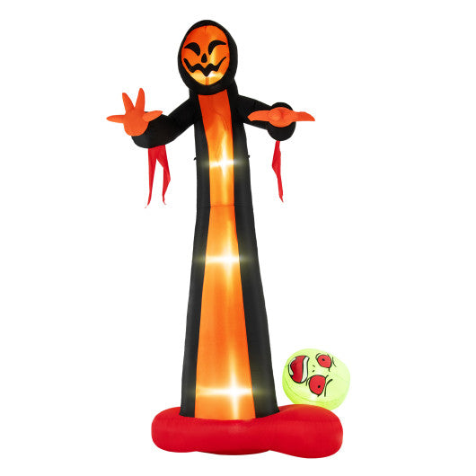 12 Feet Inflatable Grim Reaper Ghost with Built-in LED Lights and Scary Skull