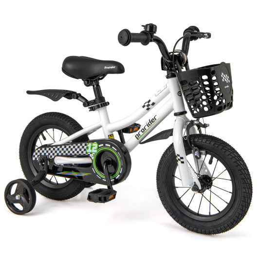 12 Inch Kids Bike Children Bicycle with Training Wheels for 3-4 Years Old-White