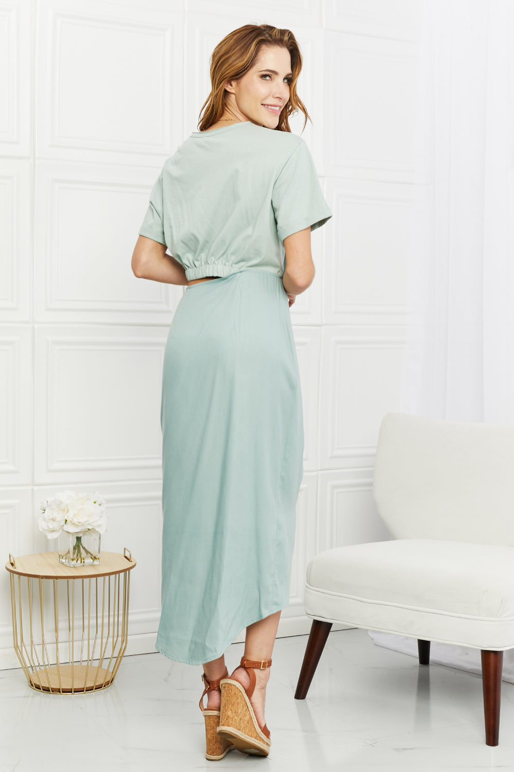 HEYSON Make It Work Cut-Out Midi Dress in Mint by Faz