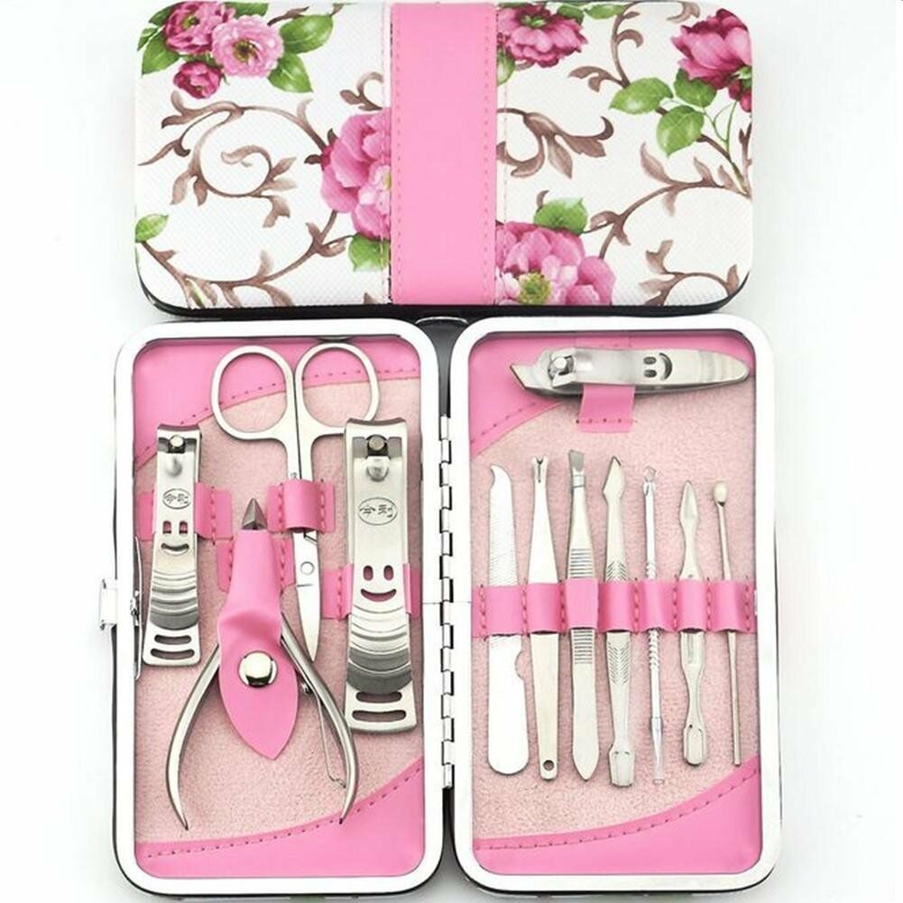 12PCS Pedicure / Manicure Set Nail Clippers Cleaner Cuticle Grooming Kit Case by Plugsus Home Furniture