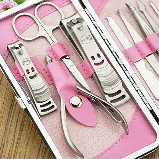 12PCS Pedicure / Manicure Set Nail Clippers Cleaner Cuticle Grooming Kit Case by Plugsus Home Furniture