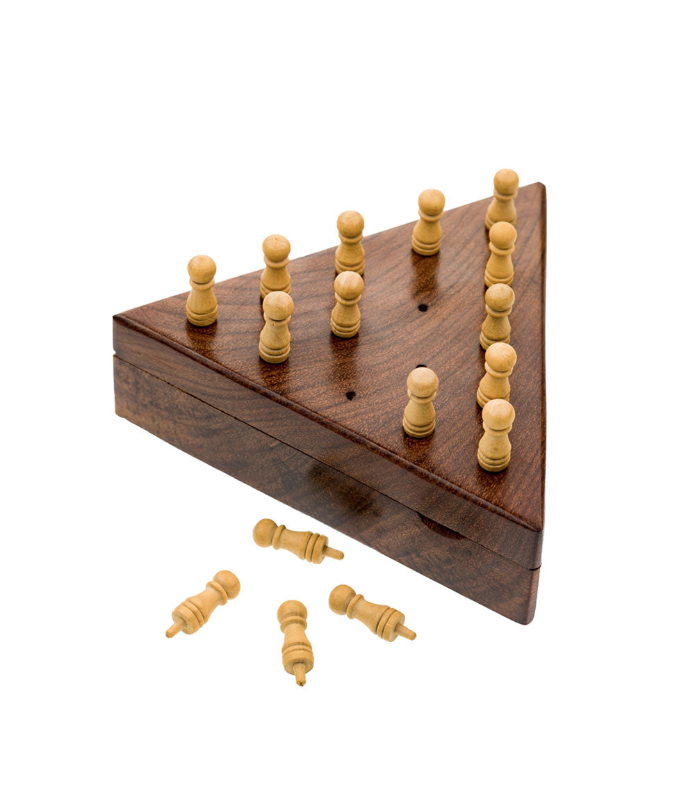 Triangle Peg Board Game - Handcrafted Wood by Matr Boomie