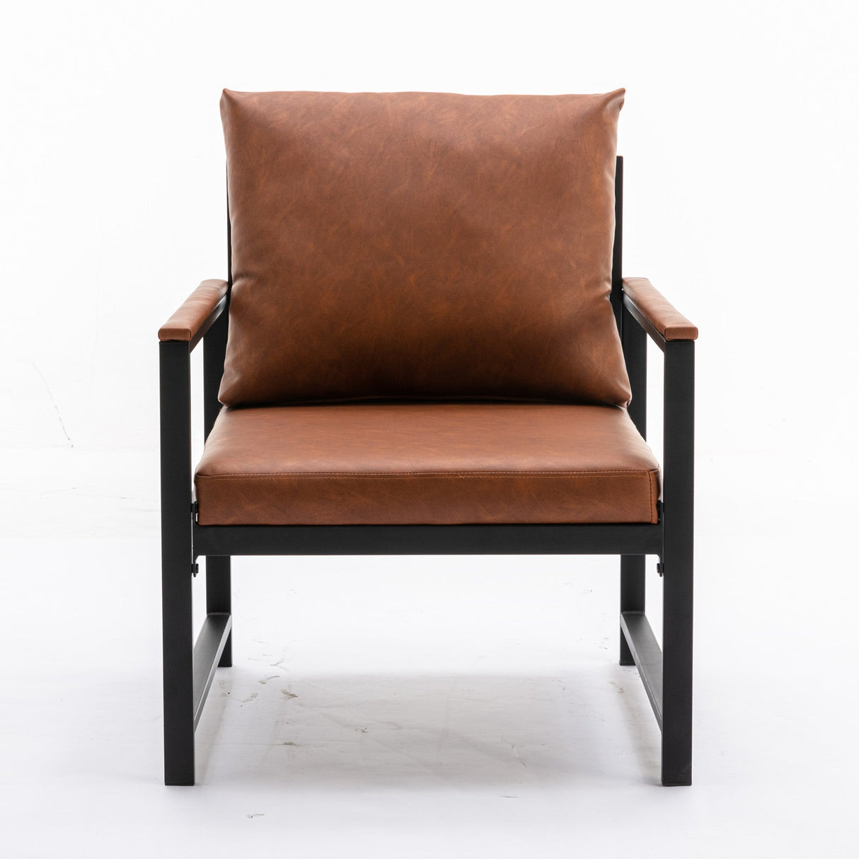 Modern Faux Leather Accent Chair with Metal Frame by Blak Hom