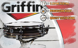 Piccolo Snare Drum 13" x 3.5" by GRIFFIN - 100% Poplar Wood Shell with Zebra Wood Finish & Coated Drum Head - Marching Drummers Percussion by GeekStands.com