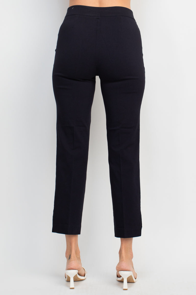 Counterparts banded mid waist slim leg stretch crepe pant by Curated Brands