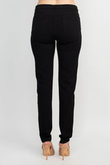 Alberto Makali Mid Waist Belt Hoop Zip Button Closure 5 Pocket Crepe Pant by Curated Brands