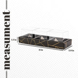 3 Square Shaped Clear Boxes With Rectangle Tray Black 11" X 3.9" X 1.3" Pack of 12 by Hammont