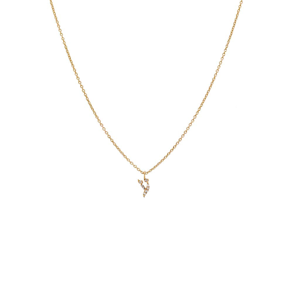 Diamond Pave Hebrew Initial Necklace 14K by By Adina Eden