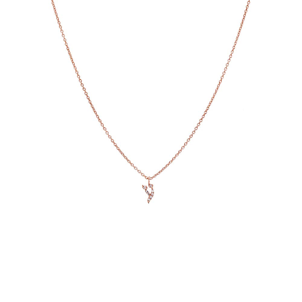 Diamond Pave Hebrew Initial Necklace 14K by By Adina Eden