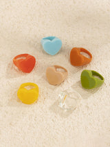 Geometric Heart Shape Solid Color Rings Accessories by migunica