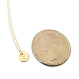 14k Gold Dainty Initial Disc Necklace by Salt and Sparkle