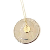 14k Gold Dainty Initial Disc Necklace by Salt and Sparkle