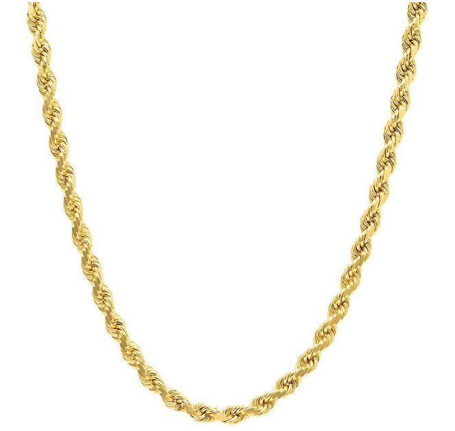 14K Gold 3MM Diamond Cut Rope Chain Necklace by Donatello Gian