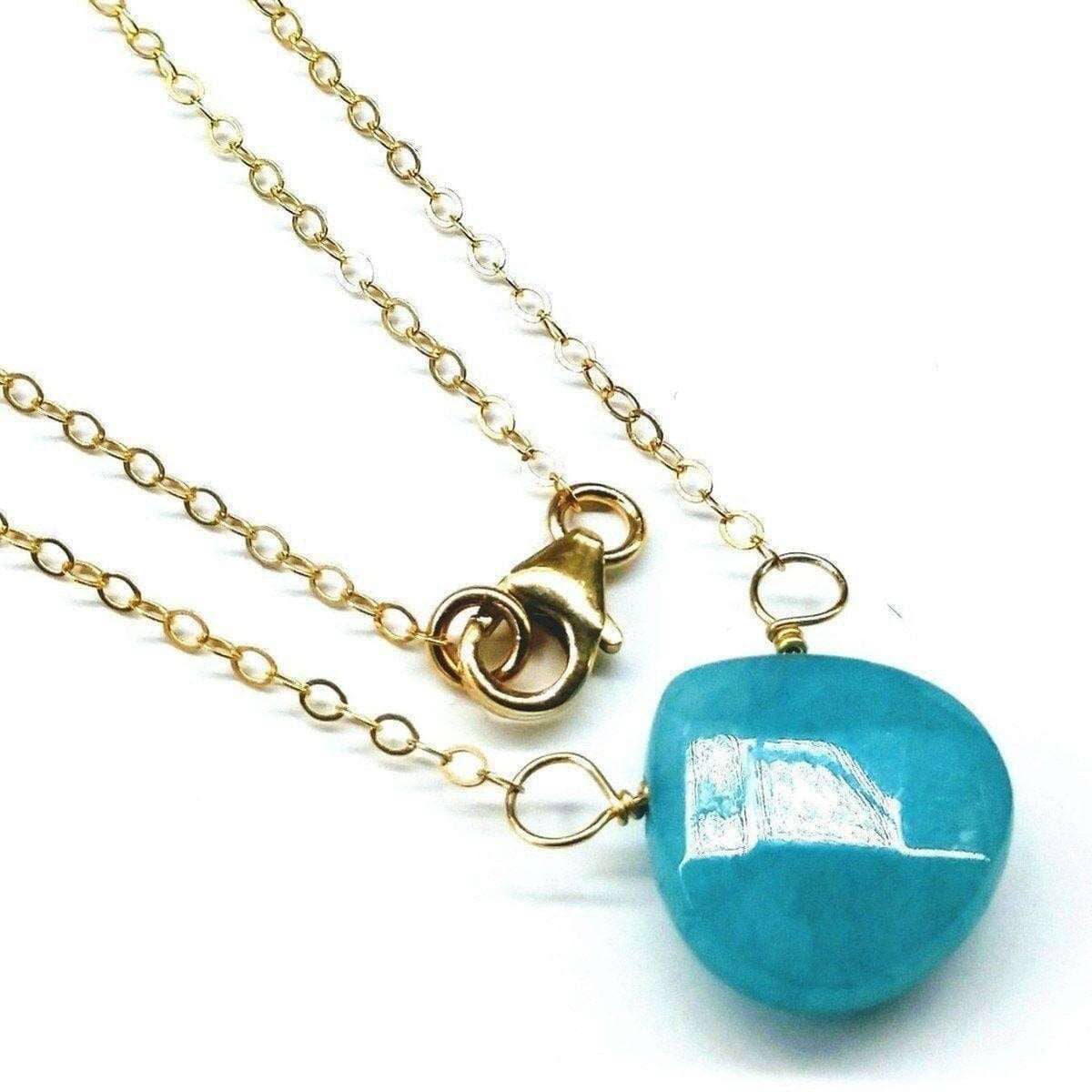 14kt Gold Filled Aqua Jade Wire Wrap Delicate Gemstone Drop Necklace by Alexa Martha Designs