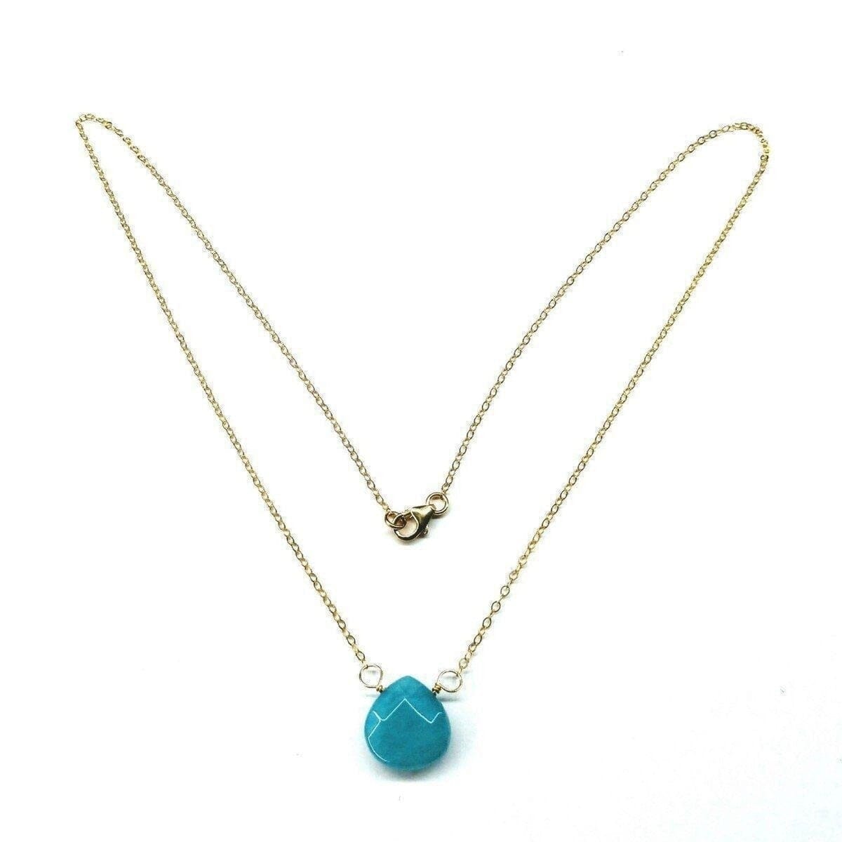 14kt Gold Filled Aqua Jade Wire Wrap Delicate Gemstone Drop Necklace by Alexa Martha Designs