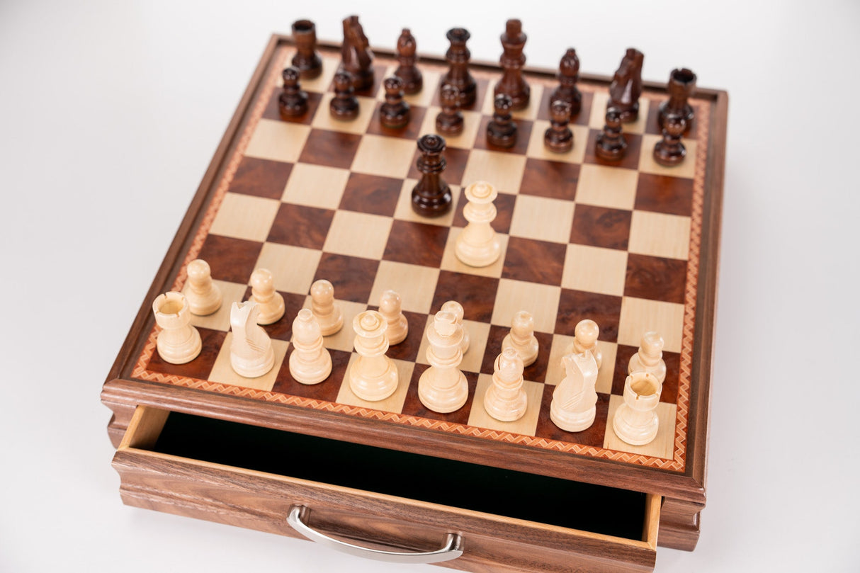 15" Wooden Chess and Checkers Set - Walnut by Chess House