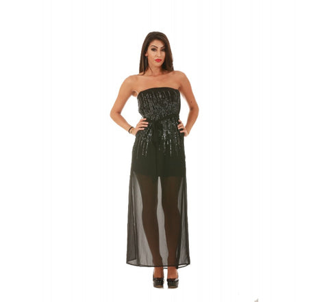 Strapless long dress with sequined front 153087 by InstantFigure INC