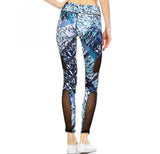 Activewear Leggings in Blue/Multi W/Mesh Side Panels - 1531256 by InstantFigure INC