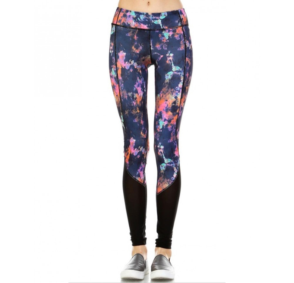 Activewear Printed Leggings W/Mesh Panels - 1531436 by InstantFigure INC