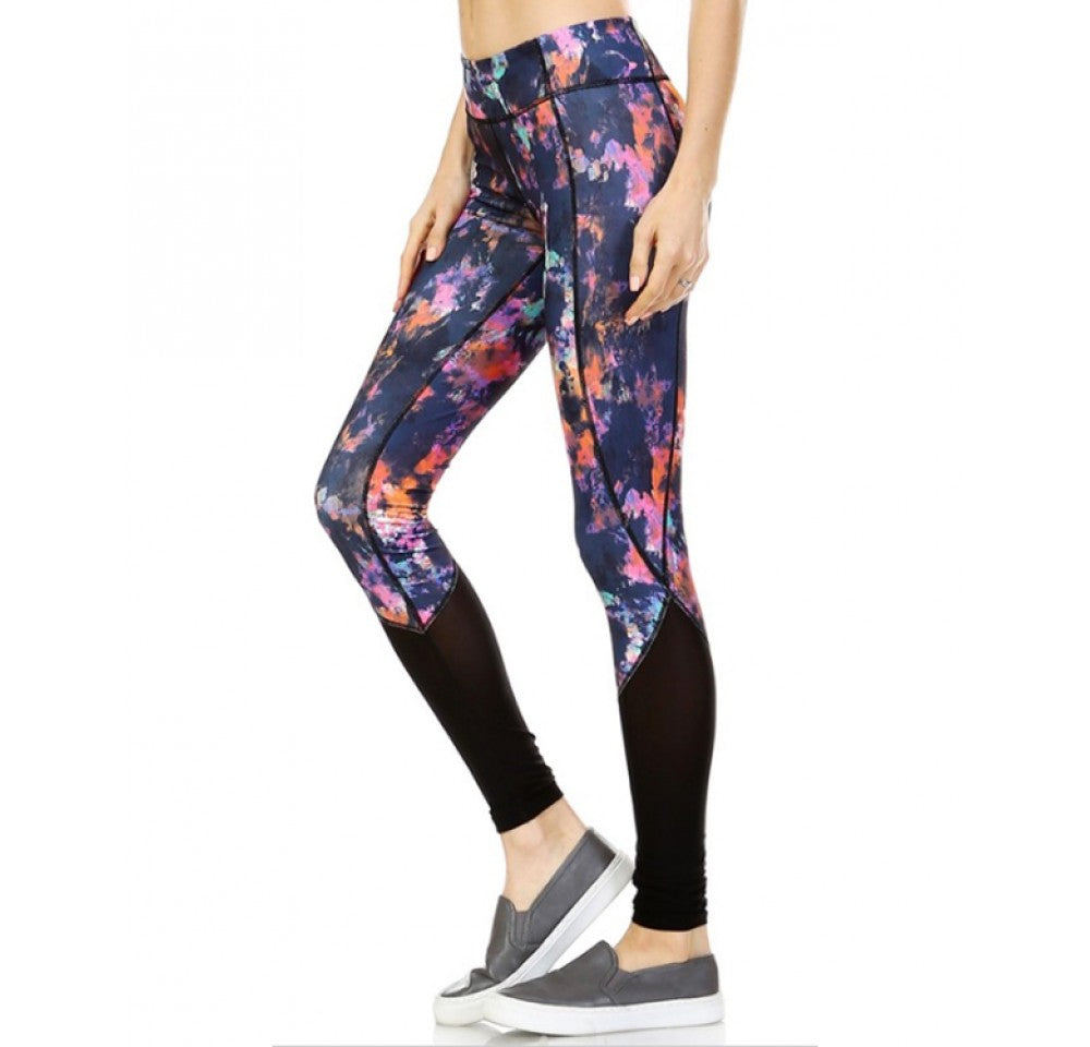 Activewear Printed Leggings W/Mesh Panels - 1531436 by InstantFigure INC