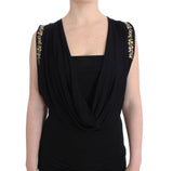 Black Embellished Jersey Mini Sheath Short Dress by Faz