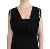 Black Embellished Jersey Mini Sheath Short Dress by Faz