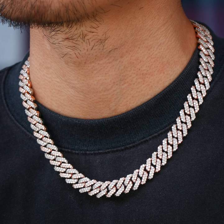 15mm Iced Out Prong Link Cuban Link Choker in Rose Gold by Bling Proud | Urban Jewelry Online Store