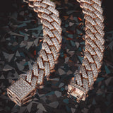 15mm Iced Out Prong Link Cuban Link Choker in Rose Gold by Bling Proud | Urban Jewelry Online Store