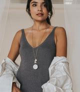 Rajani Moon Phase Drop Necklace - Mother of Pearl, Fair Trade by Matr Boomie