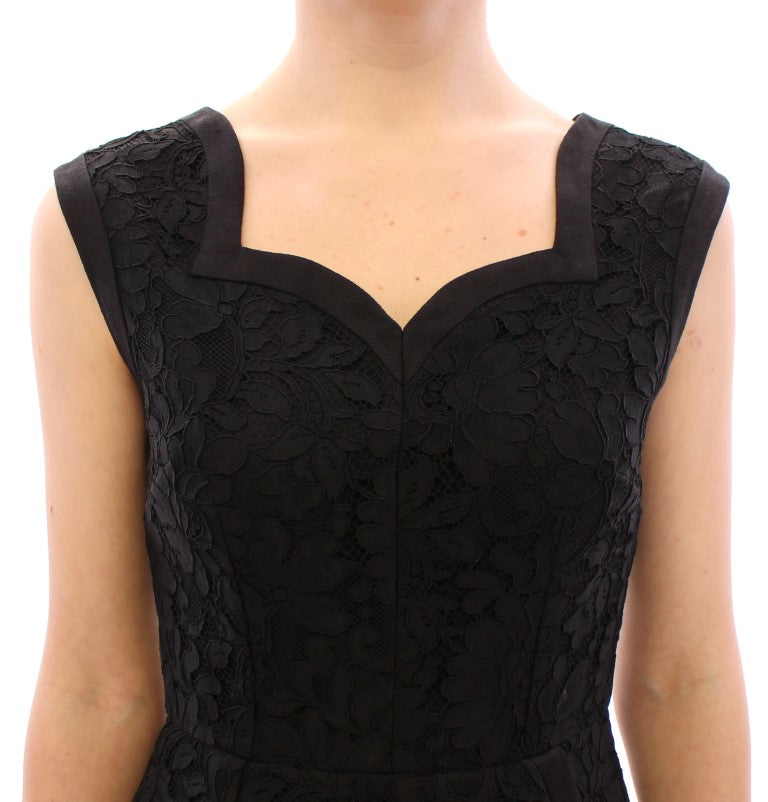 Black floral lace sicily runway dress by Faz