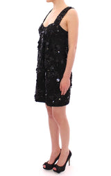 Black floral crystal embedded dress by Faz