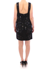 Black floral crystal embedded dress by Faz