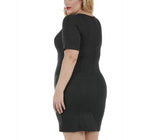 InstantFigure Curvy Short Dress with Square-neck and Short Sleeves 168027C by InstantFigure INC