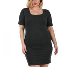 InstantFigure Curvy Short Dress with Square-neck and Short Sleeves 168027C by InstantFigure INC