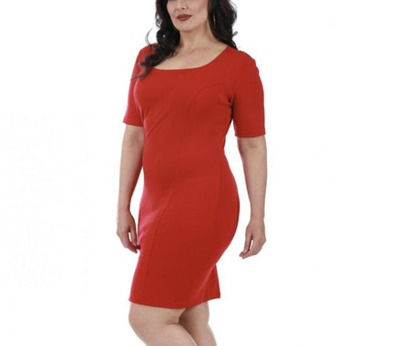 InstantFigure Curvy Short Dress with Square-neck and Short Sleeves 168027C by InstantFigure INC