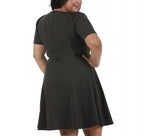 InstantFigure Curvy Short V-neck Panel dress w/flared skirt 16808MC by InstantFigure INC