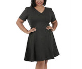 InstantFigure Curvy Short V-neck Panel dress w/flared skirt 16808MC by InstantFigure INC