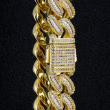 16mm Iced Out Baguette Cut Cuban Choker Chain in 14K Gold by Bling Proud | Urban Jewelry Online Store