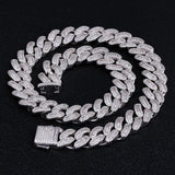 16mm Iced Out Baguette Cut Cuban Choker Chain in White Gold by Bling Proud | Urban Jewelry Online Store