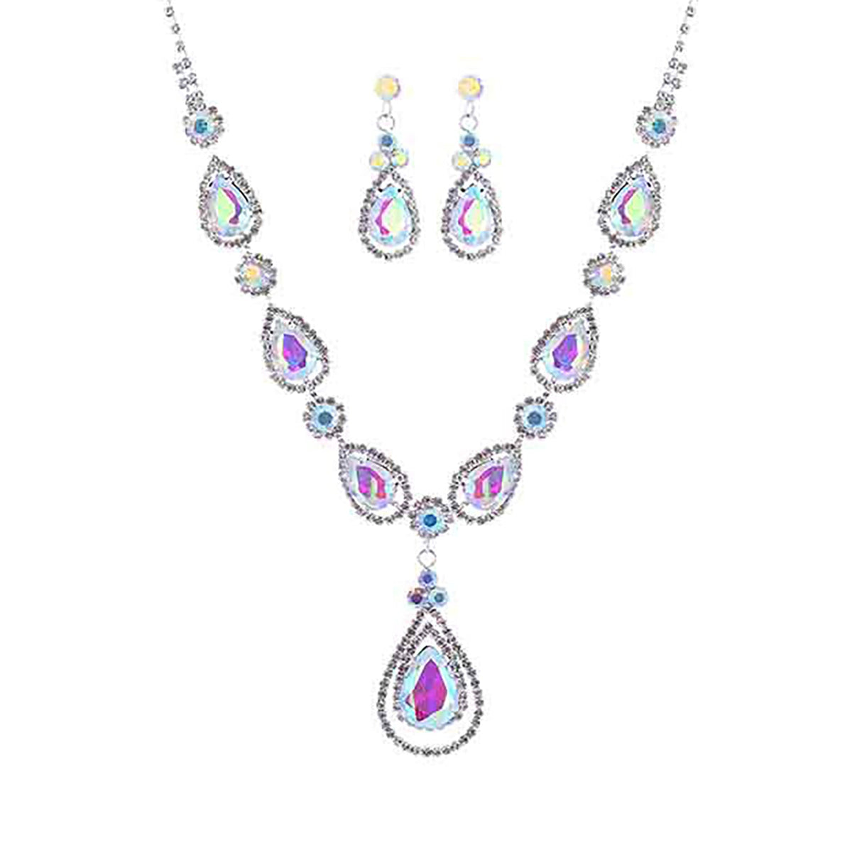 RHINESTONE TEAR DROP BRIDAL NECKLACE SET by BeyondEnvy