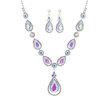 RHINESTONE TEAR DROP BRIDAL NECKLACE SET by BeyondEnvy