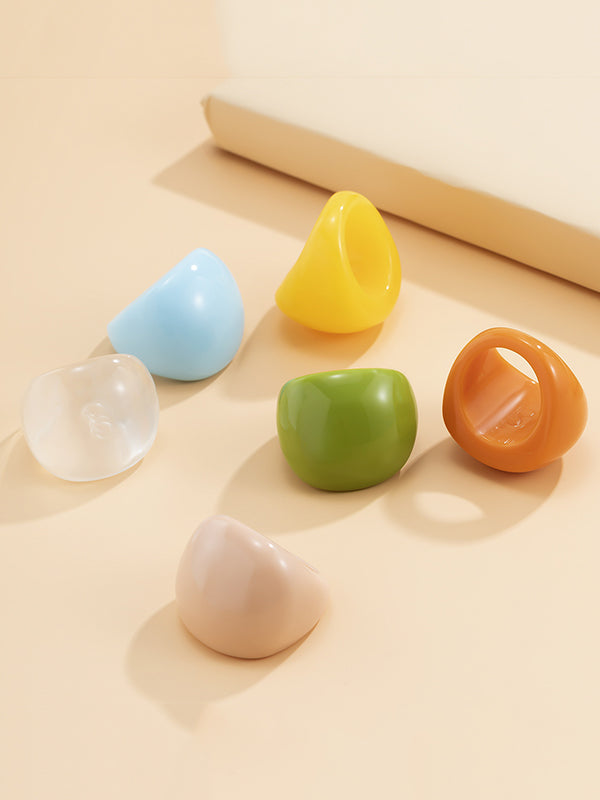 Original Solid Color Geometric Resin Rings Accessories by migunica