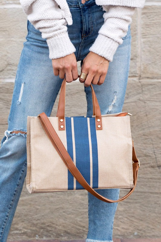 Canvas Stripe Tote by BlakWardrob