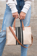 Canvas Stripe Tote by BlakWardrob